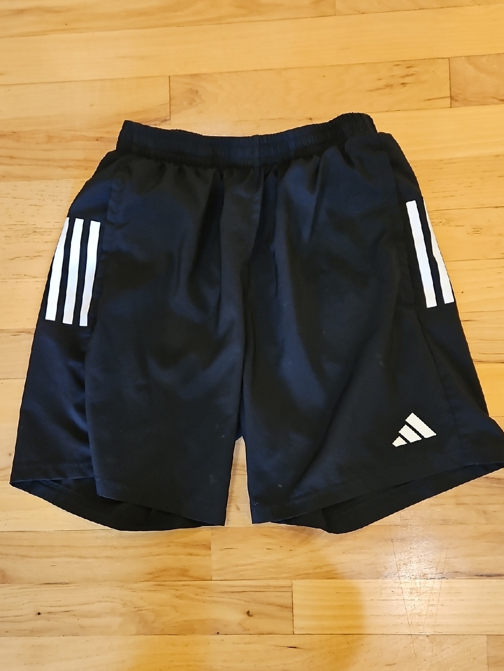 adidas Black Men's Size S Athletic Shorts with White Three-Stripes